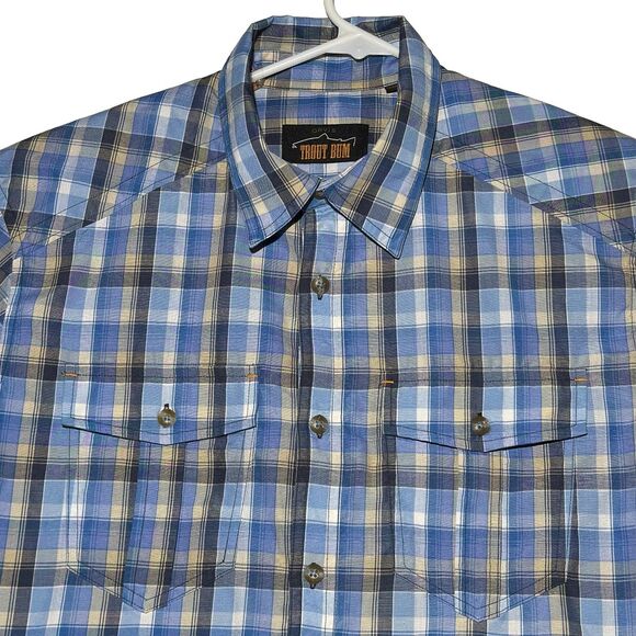 Orvis Trout Bum Fishing Shirt Men’s Medium Blue Roll Tab Utility Outdoor - Picture 3 of 7